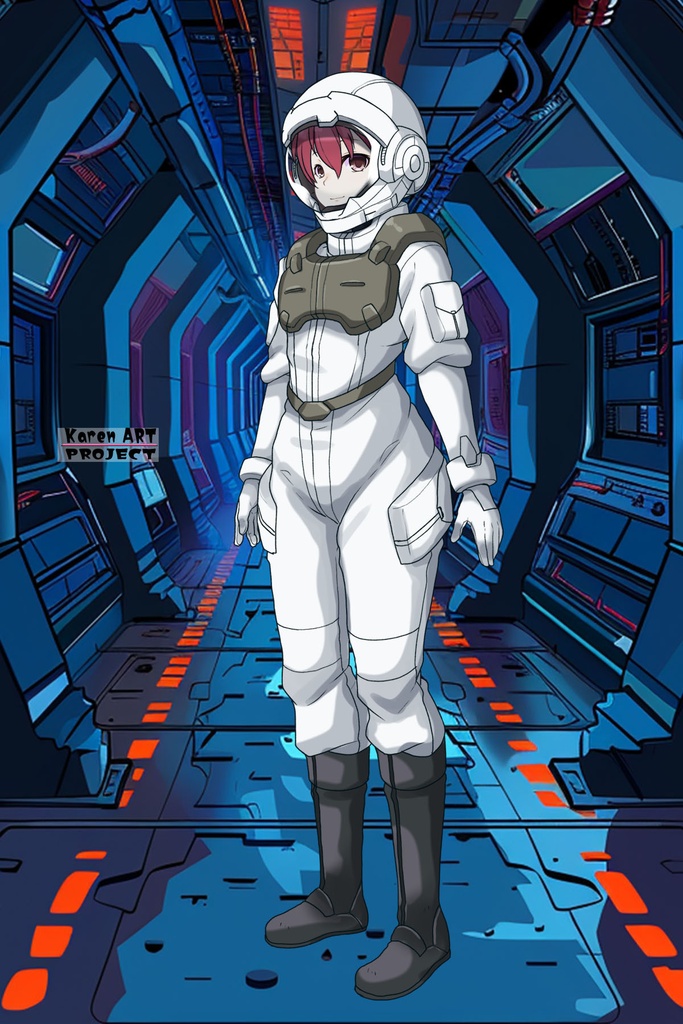 カレンちゃん+フェルト・グレイスのノーマルスーツ【機動戦士ガンダム00-02】 斜め前アングル Diagonal front angle Karen is wearing Feldt Grace's Normal Suit【Mobile Suit Gundam 00-02】