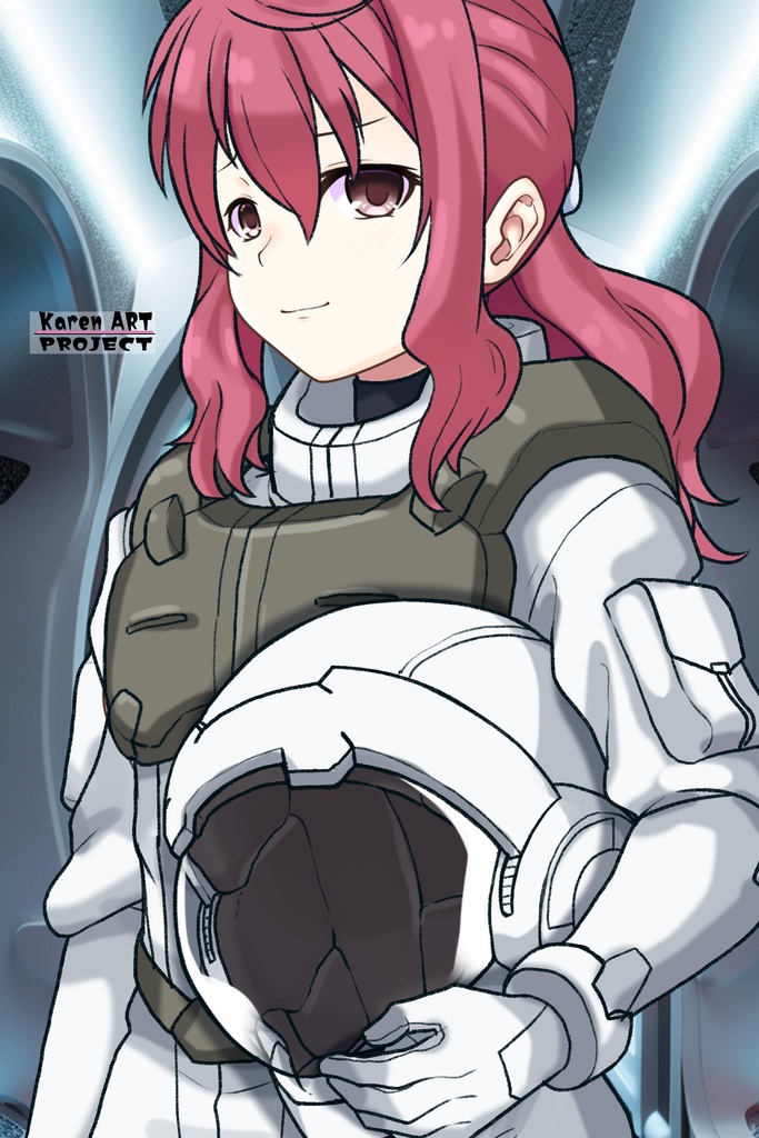 カレンちゃん+フェルト・グレイスのノーマルスーツ【機動戦士ガンダム00-02】 斜め前アングル Diagonal front angle Karen is wearing Feldt Grace's Normal Suit【Mobile Suit Gundam 00-02】