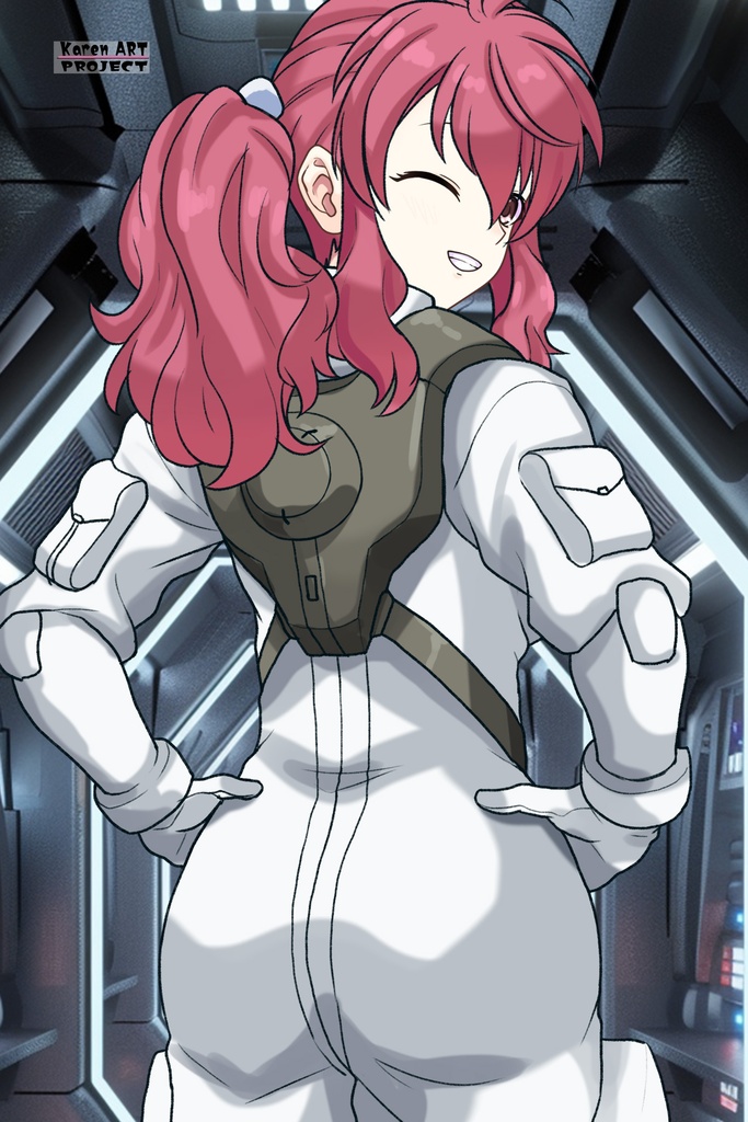 カレンちゃん+フェルト・グレイスのノーマルスーツ【機動戦士ガンダム00-03】 背面 Back Angle Karen is wearing Feldt Grace's Normal Suit【Mobile Suit Gundam 00-03】