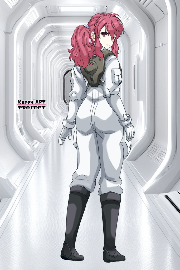カレンちゃん+フェルト・グレイスのノーマルスーツ【機動戦士ガンダム00-03】 背面 Back Angle Karen is wearing Feldt Grace's Normal Suit【Mobile Suit Gundam 00-03】