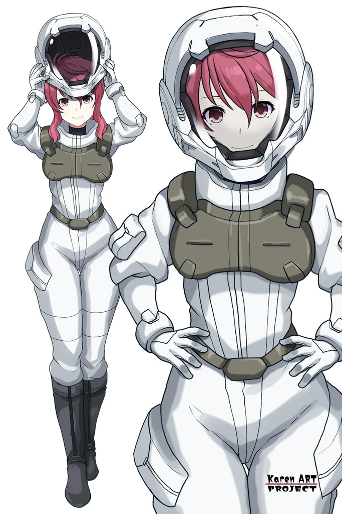 カレンちゃん+フェルト・グレイスのノーマルスーツ【機動戦士ガンダム00-04】 正面Sポーズ Front S-POSE Karen is wearing Feldt Grace's Normal Suit【Mobile Suit Gundam 00-04】