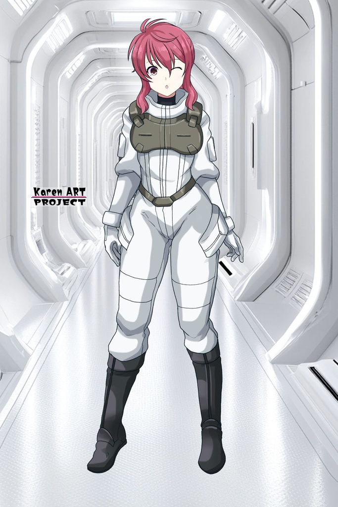 カレンちゃん+フェルト・グレイスのノーマルスーツ【機動戦士ガンダム00-04】 正面Sポーズ Front S-POSE Karen is wearing Feldt Grace's Normal Suit【Mobile Suit Gundam 00-04】