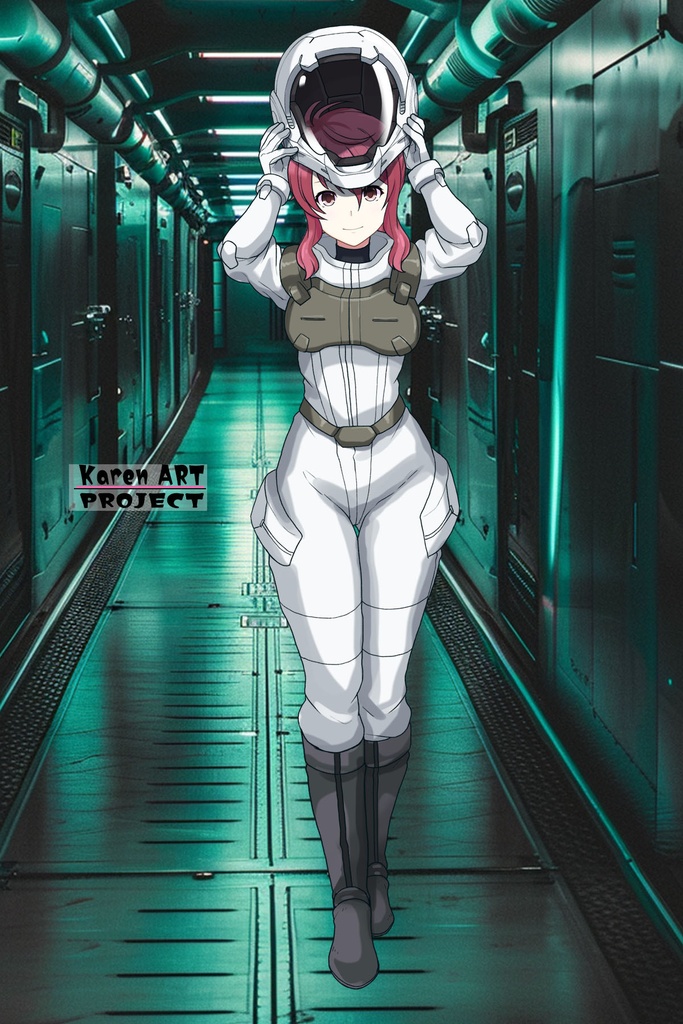 カレンちゃん+フェルト・グレイスのノーマルスーツ【機動戦士ガンダム00-04】 正面Sポーズ Front S-POSE Karen is wearing Feldt Grace's Normal Suit【Mobile Suit Gundam 00-04】