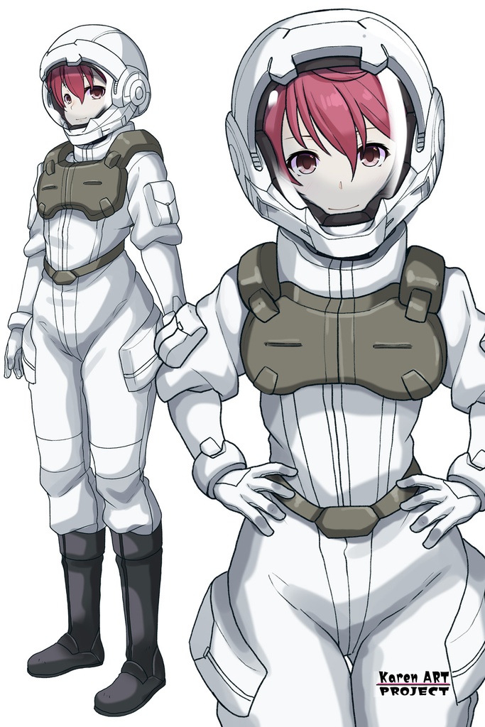 カレンちゃん+フェルト・グレイスのノーマルスーツ【機動戦士ガンダム00-04】 正面Sポーズ Front S-POSE Karen is wearing Feldt Grace's Normal Suit【Mobile Suit Gundam 00-04】