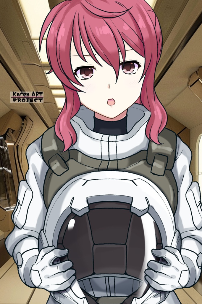 カレンちゃん+フェルト・グレイスのノーマルスーツ【機動戦士ガンダム00-04】 正面Sポーズ Front S-POSE Karen is wearing Feldt Grace's Normal Suit【Mobile Suit Gundam 00-04】