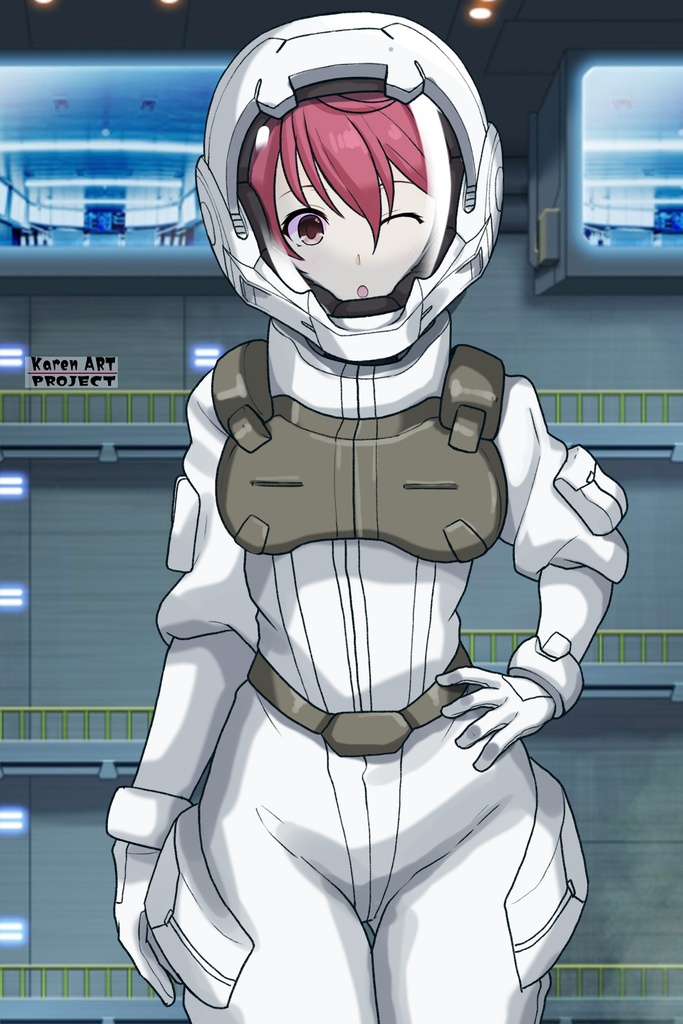 カレンちゃん+フェルト・グレイスのノーマルスーツ【機動戦士ガンダム00-04】 正面Sポーズ Front S-POSE Karen is wearing Feldt Grace's Normal Suit【Mobile Suit Gundam 00-04】