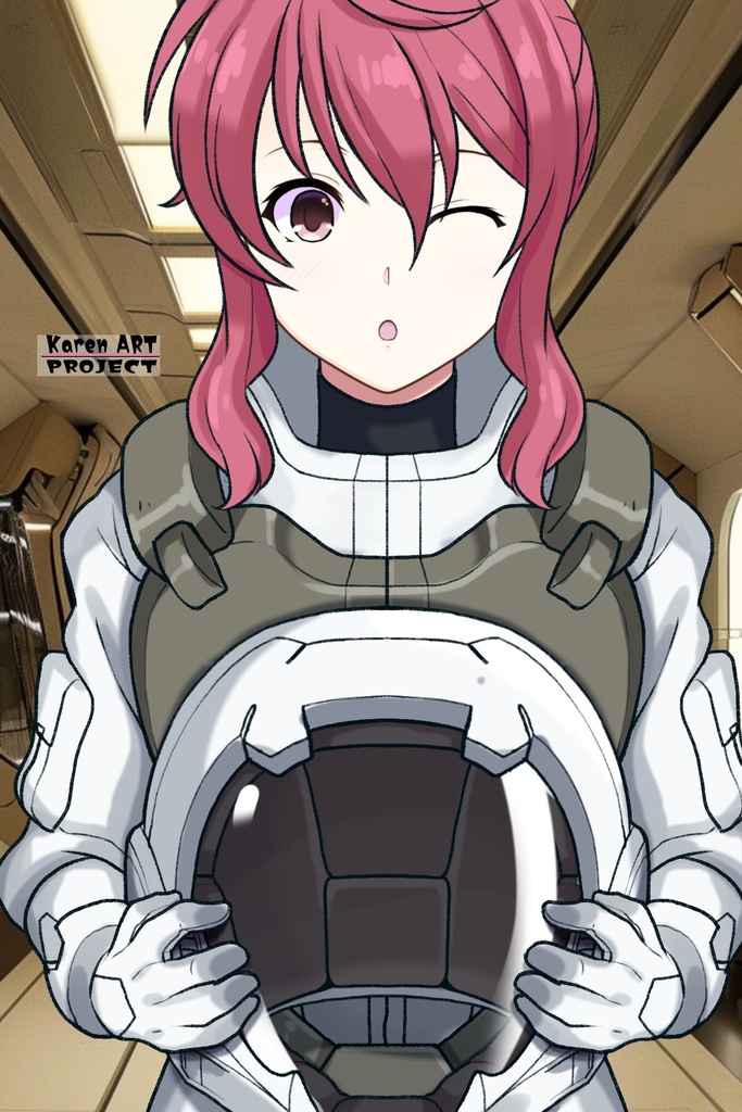 カレンちゃん+フェルト・グレイスのノーマルスーツ【機動戦士ガンダム00-05】 正面 Front Angle Karen is wearing Feldt Grace's Normal Suit【Mobile Suit Gundam 00-05】
