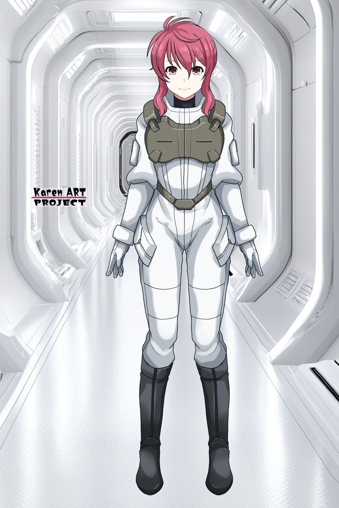 カレンちゃん+フェルト・グレイスのノーマルスーツ【機動戦士ガンダム00-05】 正面 Front Angle Karen is wearing Feldt Grace's Normal Suit【Mobile Suit Gundam 00-05】