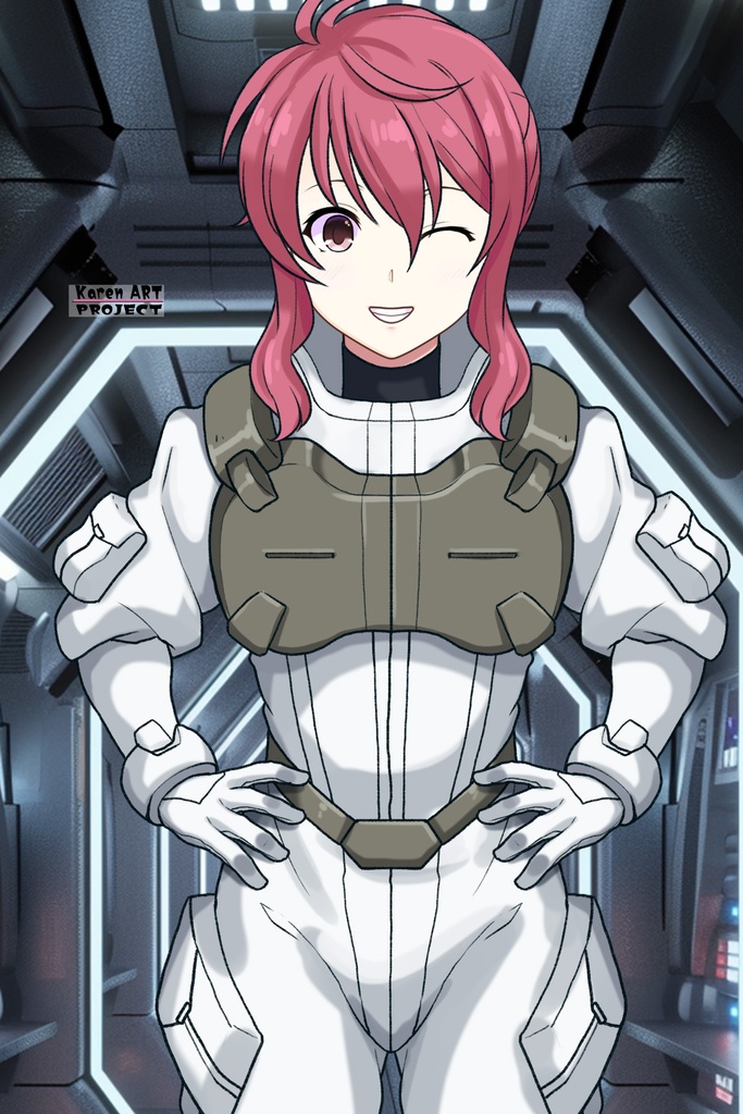 カレンちゃん+フェルト・グレイスのノーマルスーツ【機動戦士ガンダム00-05】 正面 Front Angle Karen is wearing Feldt Grace's Normal Suit【Mobile Suit Gundam 00-05】