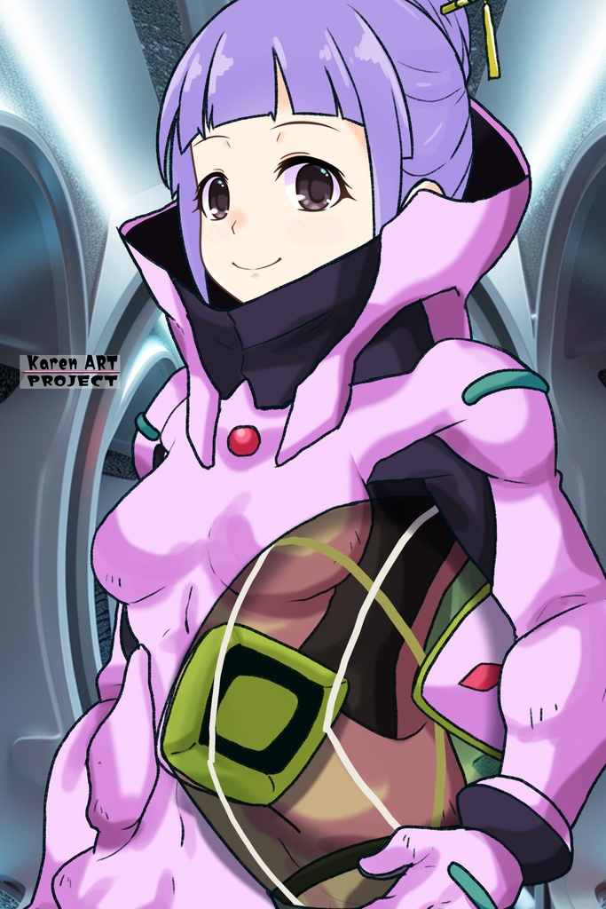 ゆりちゃん+フラム・ナラのパイロットスーツ【機動戦士ガンダムAGE-02】 斜め前 Diagonal front angle Yuri is wearing Fram Nara's Pilot Suit【Mobile Suit Gundam AGE-02】