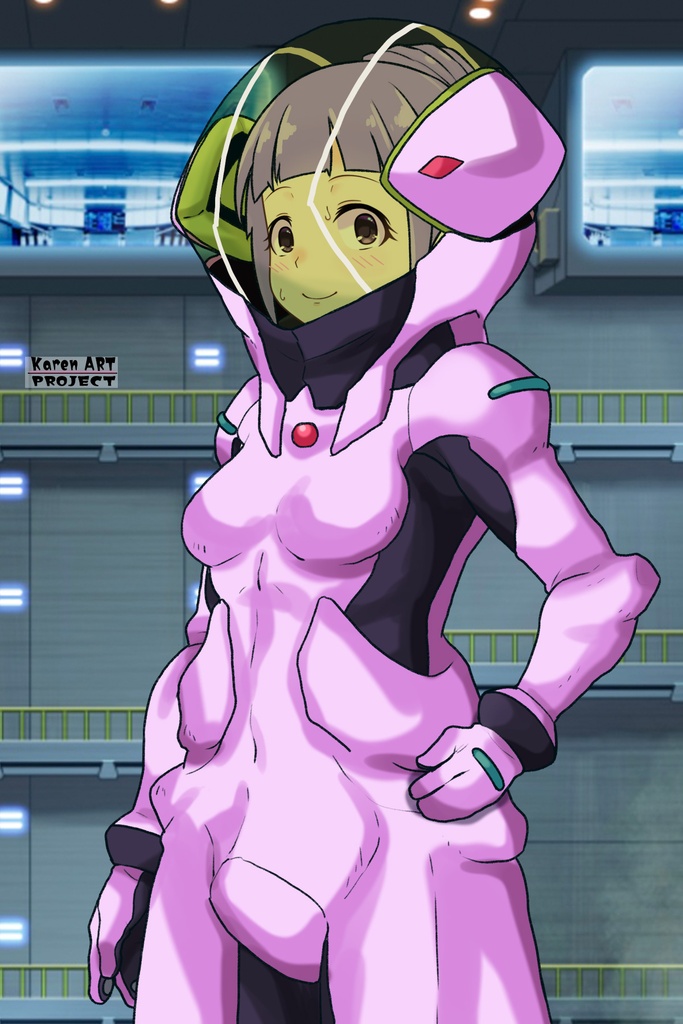 ゆりちゃん+フラム・ナラのパイロットスーツ【機動戦士ガンダムAGE-02】 斜め前 Diagonal front angle Yuri is wearing Fram Nara's Pilot Suit【Mobile Suit Gundam AGE-02】