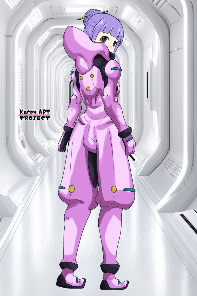 ゆりちゃん+フラム・ナラのパイロットスーツ【機動戦士ガンダムAGE-03】 背面 Back Angle Yuri is wearing Fram Nara's Pilot Suit【Mobile Suit Gundam AGE-03】