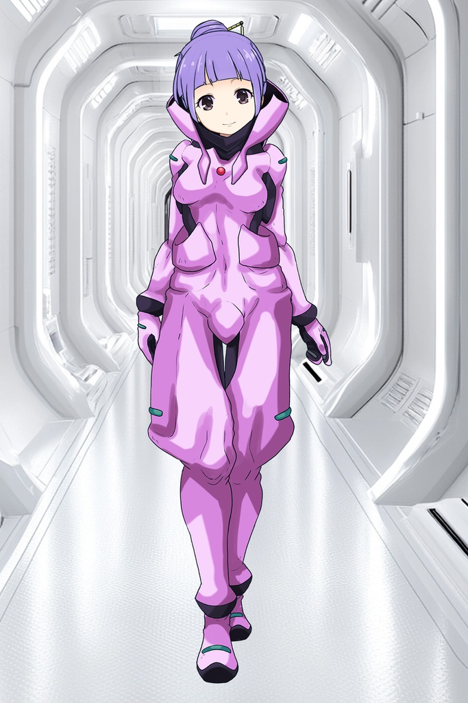 ゆりちゃん+フラム・ナラのパイロットスーツ【機動戦士ガンダムAGE-04】 正面Sポーズ Front S-POSE Yuri is wearing Fram Nara's Pilot Suit【Mobile Suit Gundam AGE-04】