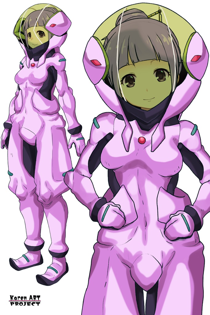 ゆりちゃん+フラム・ナラのパイロットスーツ【機動戦士ガンダムAGE-04】 正面Sポーズ Front S-POSE Yuri is wearing Fram Nara's Pilot Suit【Mobile Suit Gundam AGE-04】