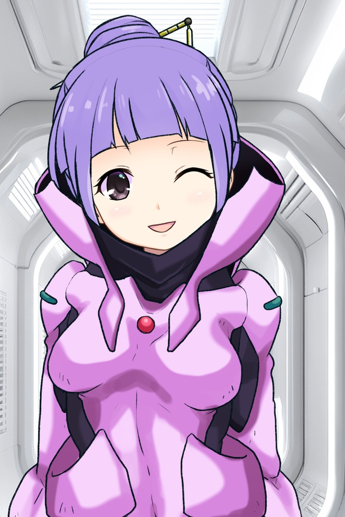 ゆりちゃん+フラム・ナラのパイロットスーツ【機動戦士ガンダムAGE-04】 正面Sポーズ Front S-POSE Yuri is wearing Fram Nara's Pilot Suit【Mobile Suit Gundam AGE-04】