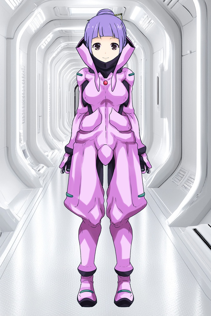 ゆりちゃん+フラム・ナラのパイロットスーツ【機動戦士ガンダムAGE-05】 正面 Front Angle Yuri is wearing Fram Nara's Pilot Suit【Mobile Suit Gundam AGE-05】