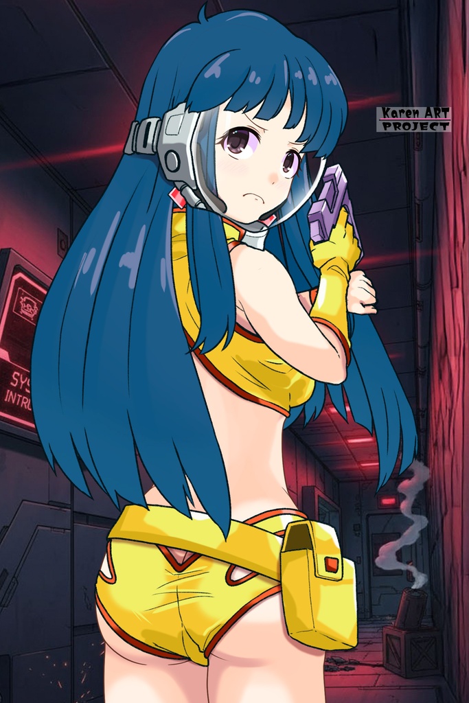 ゆりちゃん+ユリのコスチューム(ガスマスク装着)【ダーティペア-02】 Yuri is wearing Yuri's Formal Costume with Gas Mask【DIRTY PAIR-02】