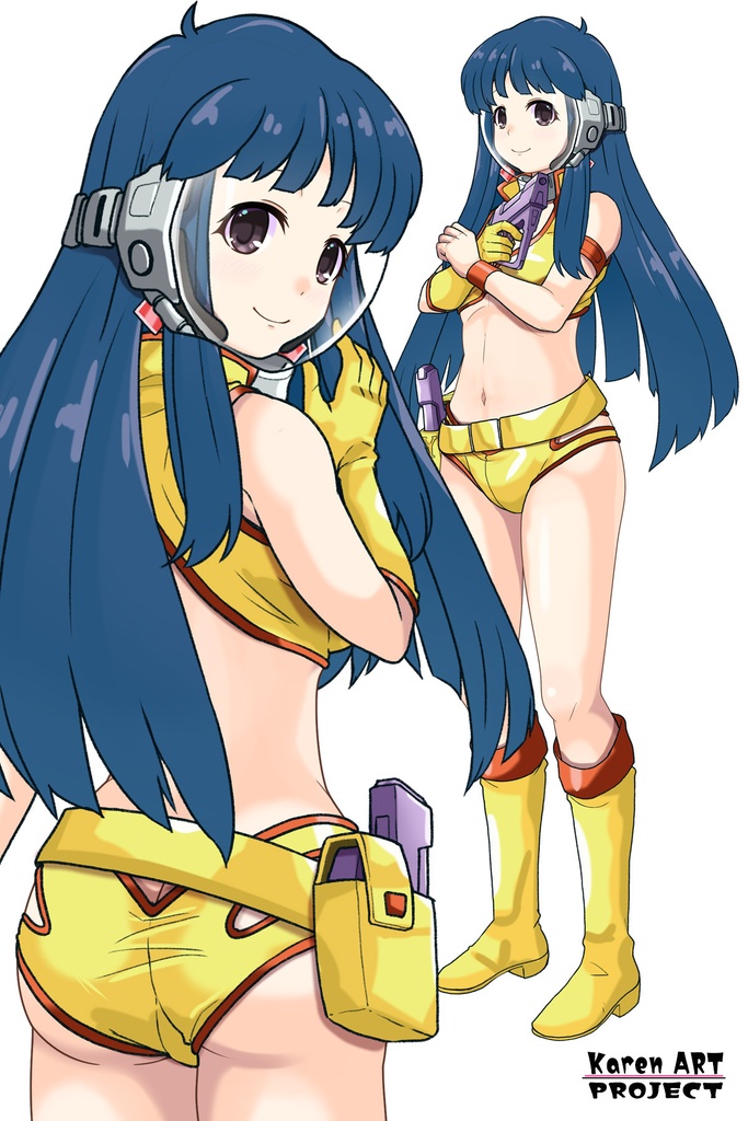 ゆりちゃん+ユリのコスチューム(ガスマスク装着)【ダーティペア-02】 Yuri is wearing Yuri's Formal Costume with Gas Mask【DIRTY PAIR-02】