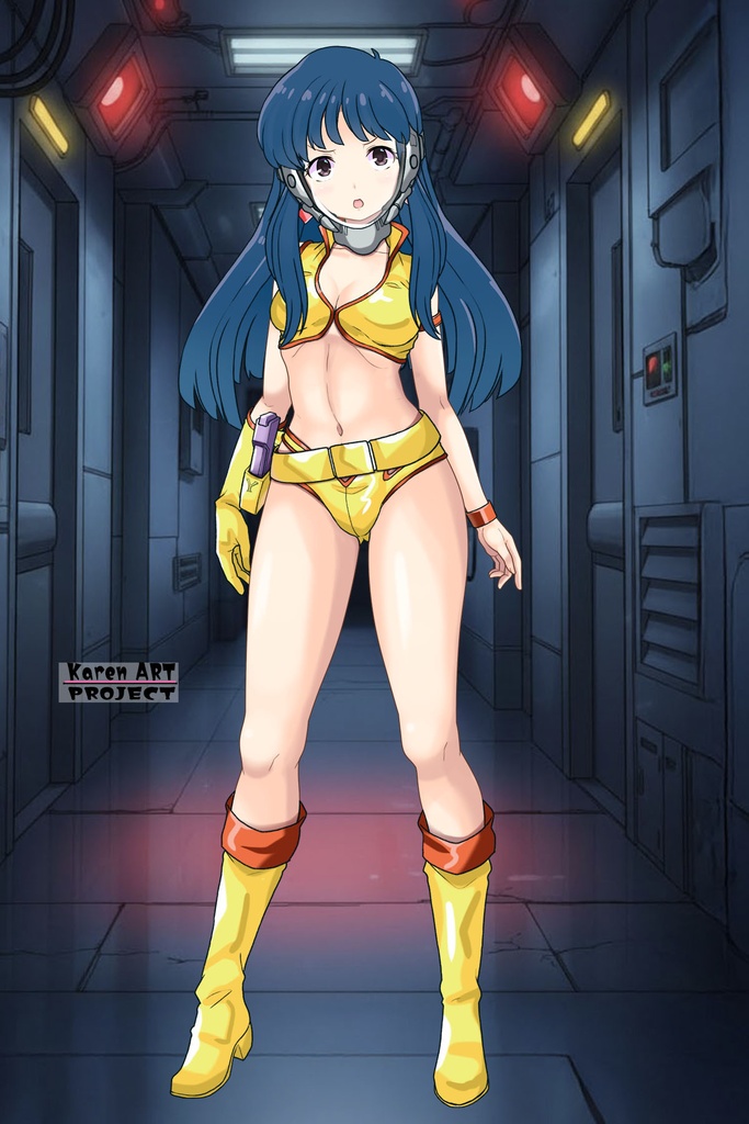 ゆりちゃん+ユリのコスチューム(ガスマスク装着)【ダーティペア-02】 Yuri is wearing Yuri's Formal Costume with Gas Mask【DIRTY PAIR-02】