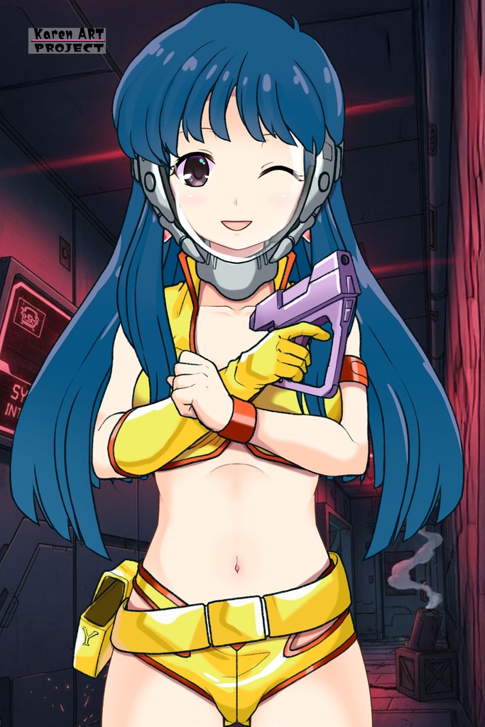 ゆりちゃん+ユリのコスチューム(ガスマスク装着)【ダーティペア-02】 Yuri is wearing Yuri's Formal Costume with Gas Mask【DIRTY PAIR-02】
