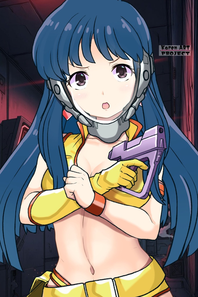 ゆりちゃん+ユリのコスチューム(ガスマスク装着)【ダーティペア-02】 Yuri is wearing Yuri's Formal Costume with Gas Mask【DIRTY PAIR-02】