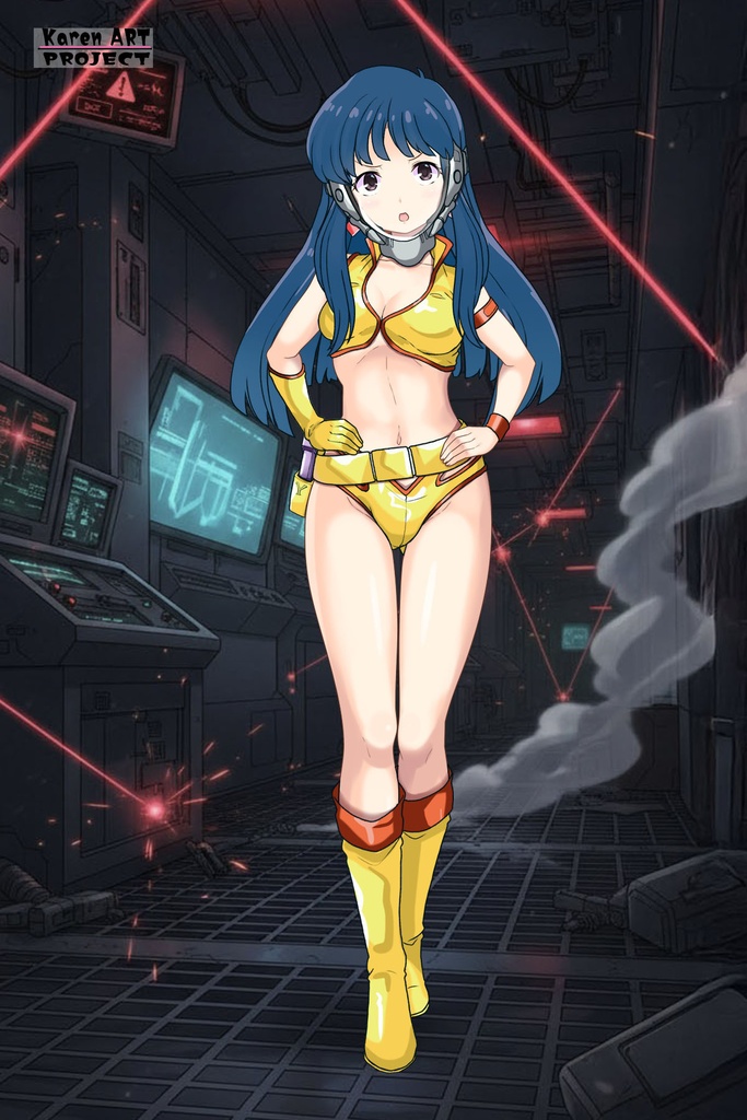 ゆりちゃん+ユリのコスチューム(ガスマスク装着)【ダーティペア-02】 Yuri is wearing Yuri's Formal Costume with Gas Mask【DIRTY PAIR-02】