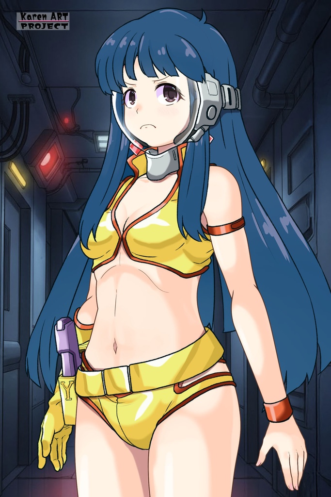 ゆりちゃん+ユリのコスチューム(ガスマスク装着)【ダーティペア-02】 Yuri is wearing Yuri's Formal Costume with Gas Mask【DIRTY PAIR-02】