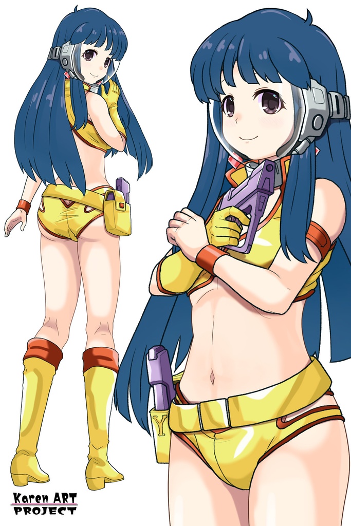 ゆりちゃん+ユリのコスチューム(ガスマスク装着)【ダーティペア-02】 Yuri is wearing Yuri's Formal Costume with Gas Mask【DIRTY PAIR-02】