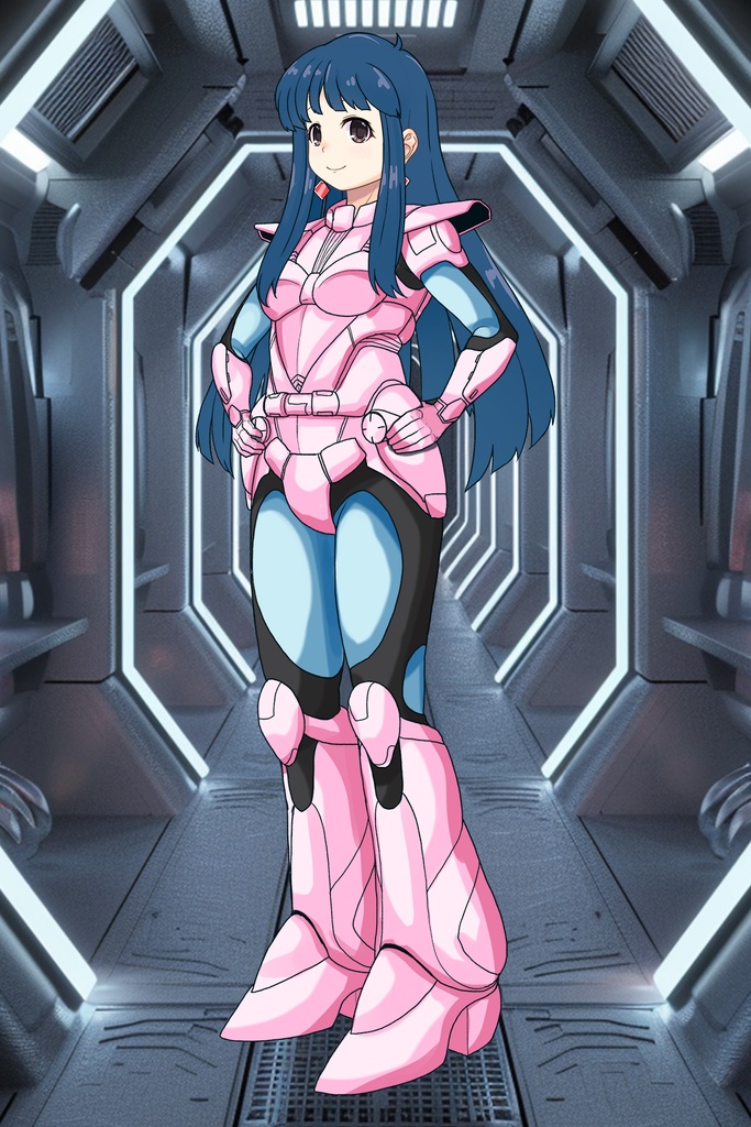 ゆりちゃん+ユリのパイロットスーツ【ダーティペア-03】 斜め前 Diagonal front angle Yuri is wearing Yuri's Pilot Suit【DIRTY PAIR-03】