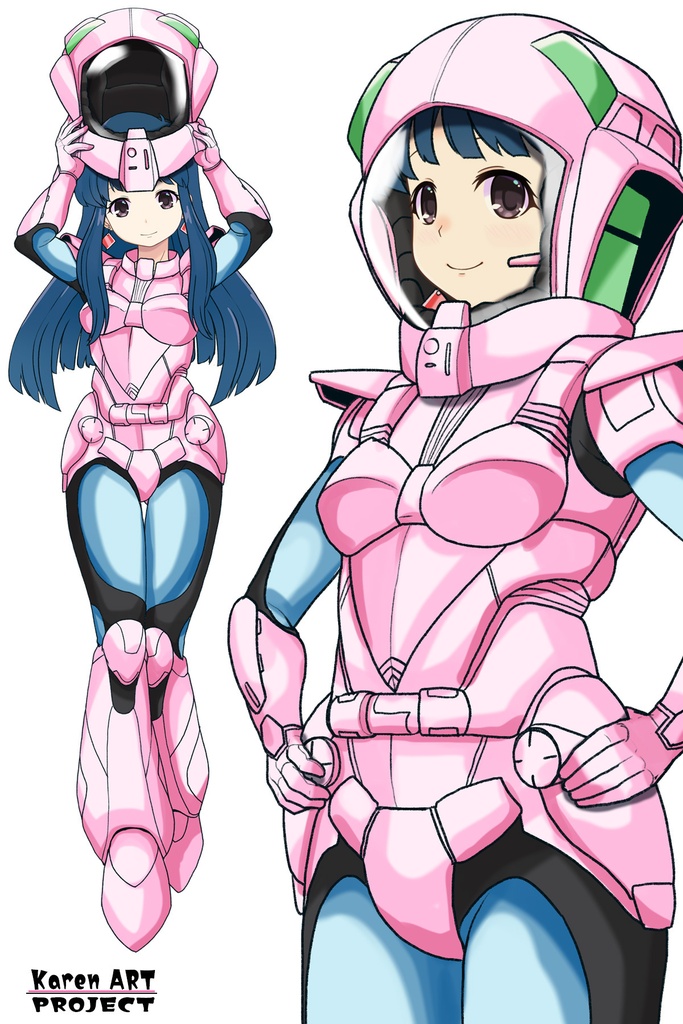 ゆりちゃん+ユリのパイロットスーツ【ダーティペア-03】 斜め前 Diagonal front angle Yuri is wearing Yuri's Pilot Suit【DIRTY PAIR-03】