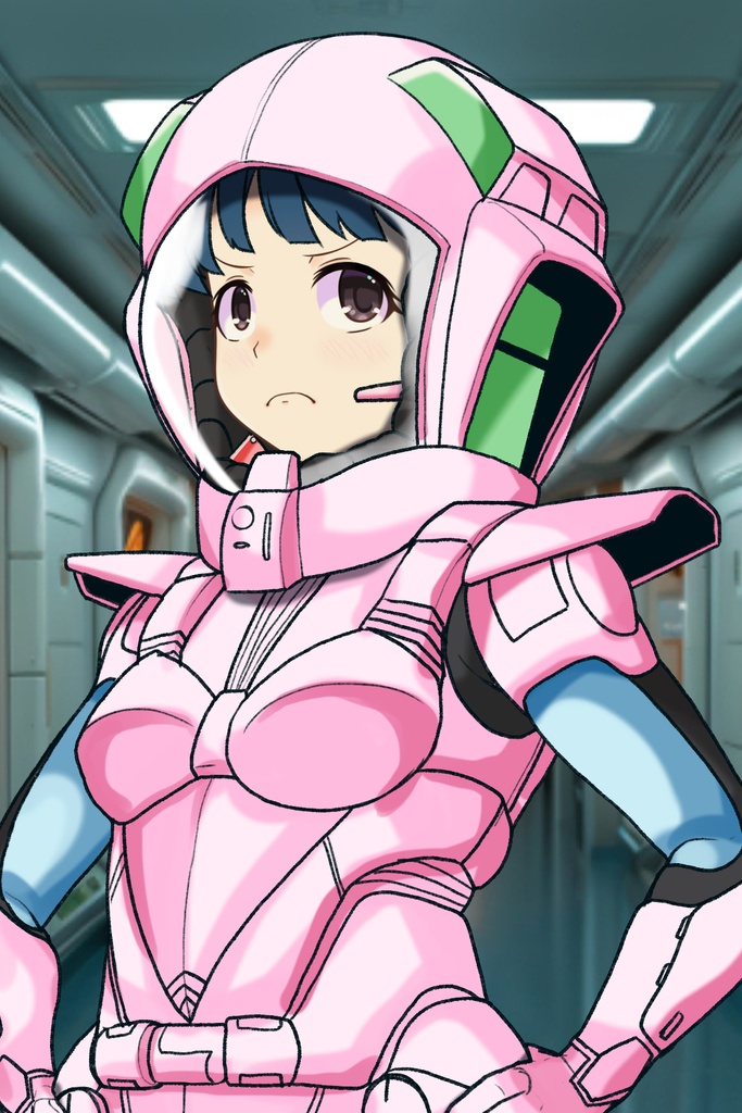 ゆりちゃん+ユリのパイロットスーツ【ダーティペア-03】 斜め前 Diagonal front angle Yuri is wearing Yuri's Pilot Suit【DIRTY PAIR-03】