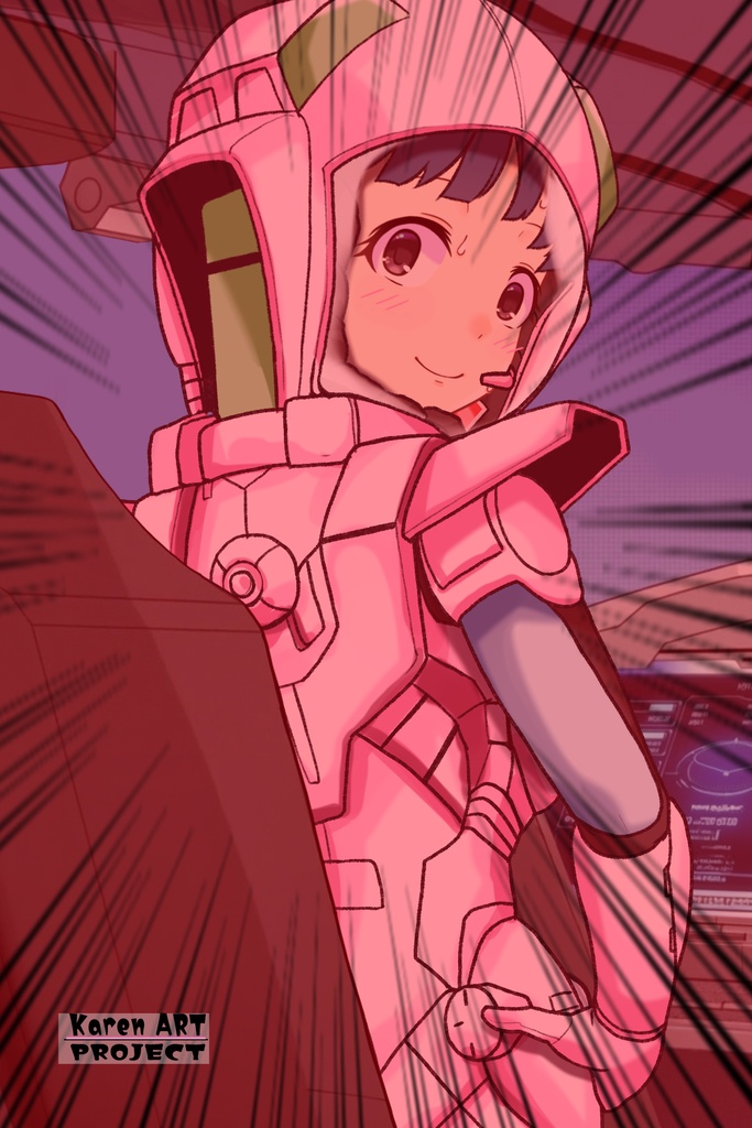 ゆりちゃん+ユリのパイロットスーツ【ダーティペア-04】 背面 Back Angle Yuri is wearing Yuri's Pilot Suit【DIRTY PAIR-04】