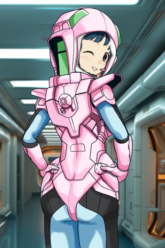 ゆりちゃん+ユリのパイロットスーツ【ダーティペア-04】 背面 Back Angle Yuri is wearing Yuri's Pilot Suit【DIRTY PAIR-04】