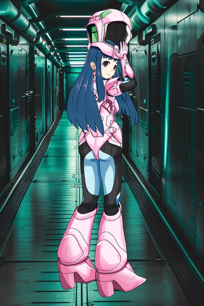 ゆりちゃん+ユリのパイロットスーツ【ダーティペア-04】 背面 Back Angle Yuri is wearing Yuri's Pilot Suit【DIRTY PAIR-04】