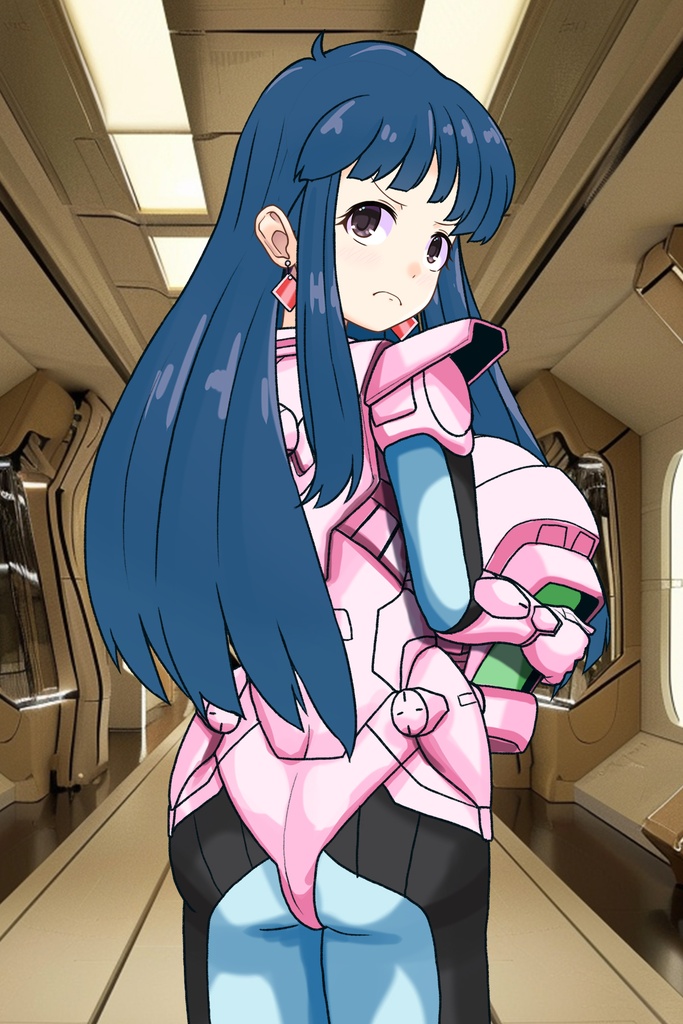 ゆりちゃん+ユリのパイロットスーツ【ダーティペア-04】 背面 Back Angle Yuri is wearing Yuri's Pilot Suit【DIRTY PAIR-04】