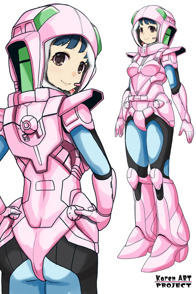 ゆりちゃん+ユリのパイロットスーツ【ダーティペア-04】 背面 Back Angle Yuri is wearing Yuri's Pilot Suit【DIRTY PAIR-04】
