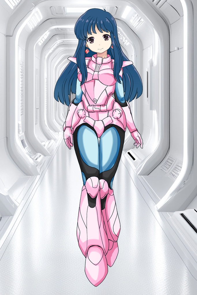 ゆりちゃん+ユリのパイロットスーツ【ダーティペア-05】 正面Sポーズ Front S-POSE Yuri is wearing Yuri's Pilot Suit【DIRTY PAIR-05】