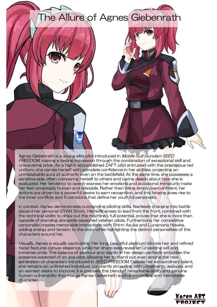 カレンちゃん+アグネス・ギーベンラートの制服【機動戦士ガンダムSEED FREEDOM-1】Karen is wearing Agnes Giebenrath's Uniform【Mobile Suit Gundam SEED-1】