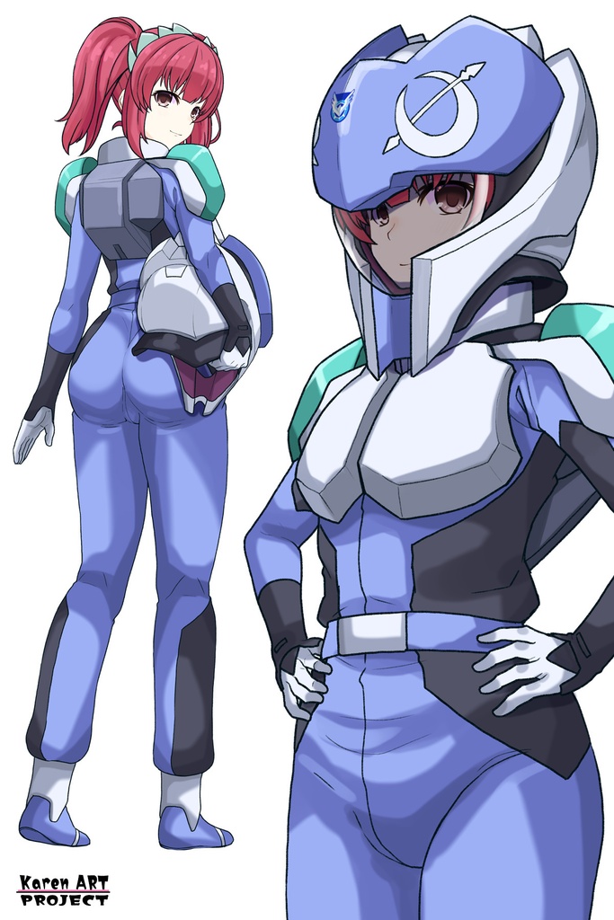 カレンちゃん+アグネス・ギーベンラートのノーマルスーツ【機動戦士ガンダムSEED FREEDOM-2】斜め前アングル Diagonal front angle Karen is wearing Agnes Giebenrath's Normal Suit【Mobile Suit Gundam SEED-2】