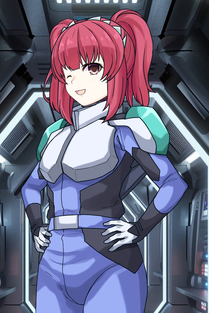 カレンちゃん+アグネス・ギーベンラートのノーマルスーツ【機動戦士ガンダムSEED FREEDOM-2】斜め前アングル Diagonal front angle Karen is wearing Agnes Giebenrath's Normal Suit【Mobile Suit Gundam SEED-2】