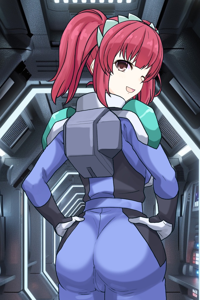 カレンちゃん+アグネス・ギーベンラートのノーマルスーツ【機動戦士ガンダムSEED FREEDOM-3】背面 Back Angle Karen is wearing Agnes Giebenrath's Normal Suit【Mobile Suit Gundam SEED-3】