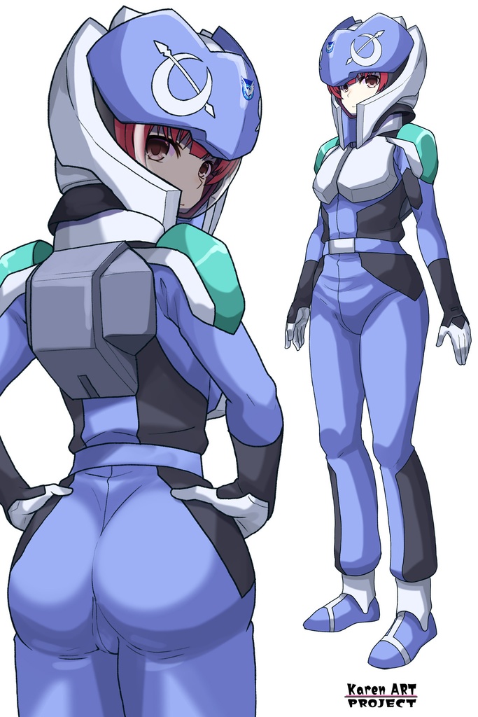 カレンちゃん+アグネス・ギーベンラートのノーマルスーツ【機動戦士ガンダムSEED FREEDOM-3】背面 Back Angle Karen is wearing Agnes Giebenrath's Normal Suit【Mobile Suit Gundam SEED-3】