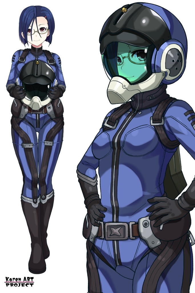 カレンちゃん+新見 薫のパイロットスーツ【宇宙戦艦ヤマト2199-1】斜め前アングル Diagonal front angle Karen is wearing Kaoru Niimi's Pilot Suit【Space Battleship Yamato 2199-1】