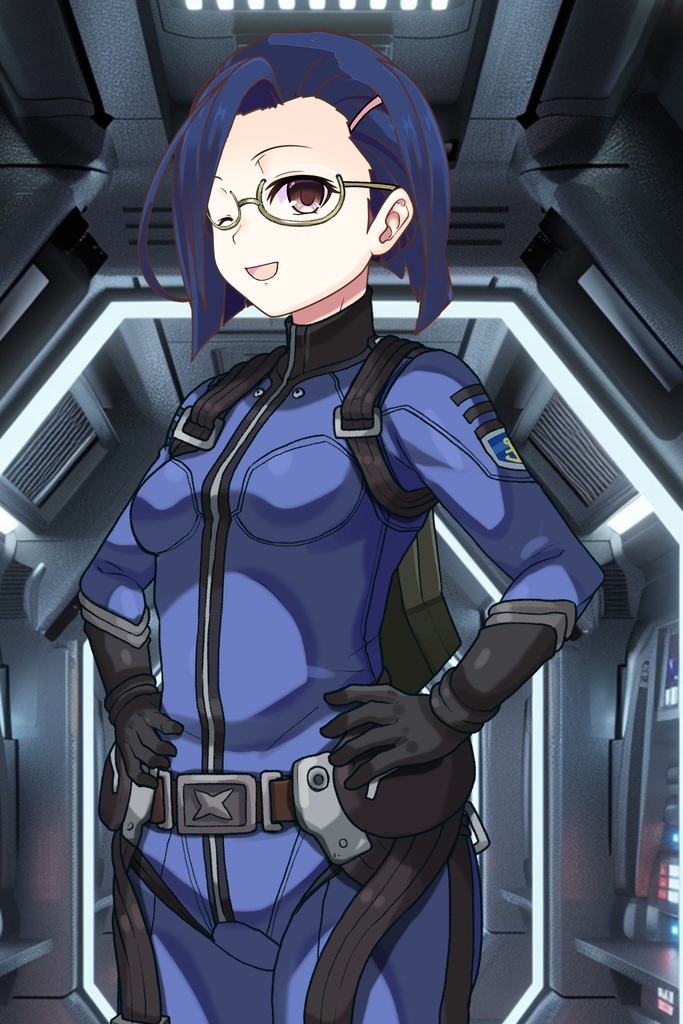 カレンちゃん+新見 薫のパイロットスーツ【宇宙戦艦ヤマト2199-1】斜め前アングル Diagonal front angle Karen is wearing Kaoru Niimi's Pilot Suit【Space Battleship Yamato 2199-1】