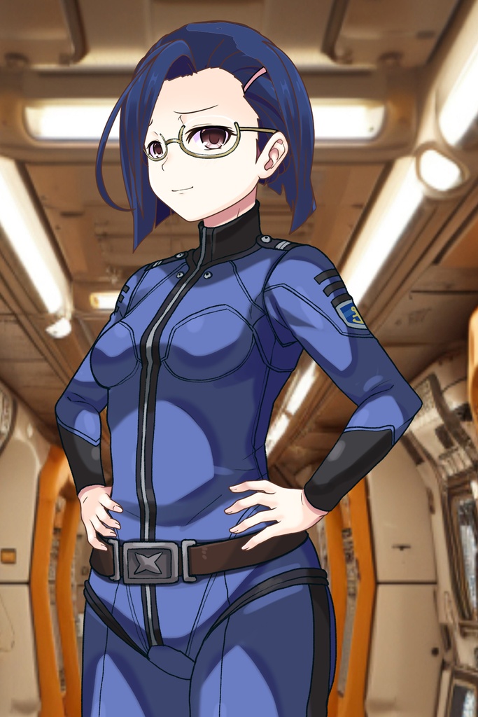 カレンちゃん+新見 薫のパイロットスーツ【宇宙戦艦ヤマト2199-1】斜め前アングル Diagonal front angle Karen is wearing Kaoru Niimi's Pilot Suit【Space Battleship Yamato 2199-1】