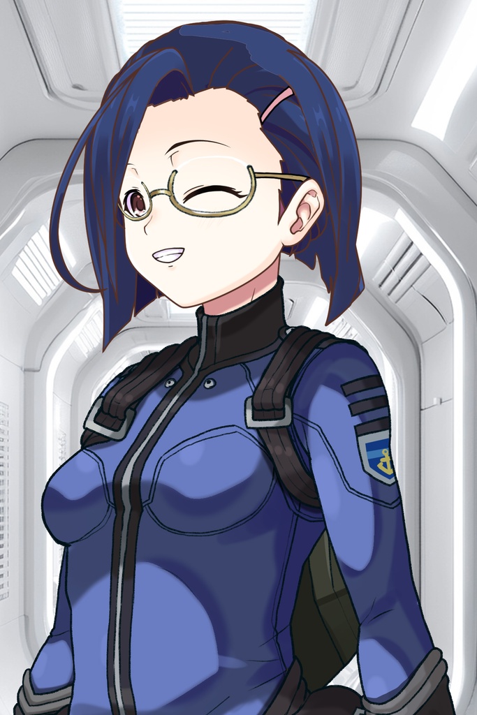 カレンちゃん+新見 薫のパイロットスーツ【宇宙戦艦ヤマト2199-1】斜め前アングル Diagonal front angle Karen is wearing Kaoru Niimi's Pilot Suit【Space Battleship Yamato 2199-1】