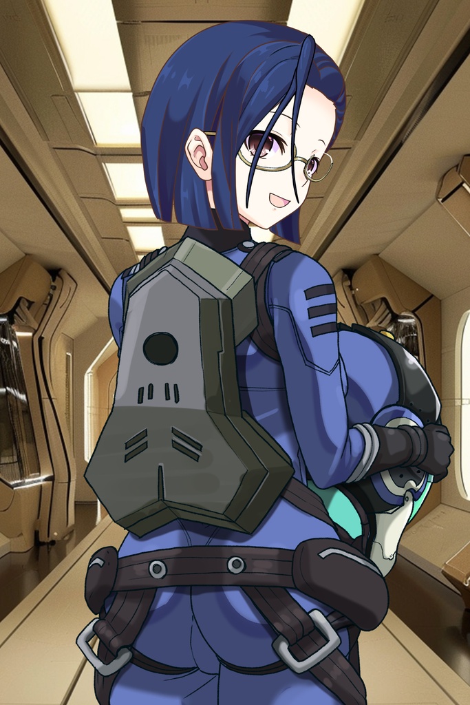 カレンちゃん+新見 薫のパイロットスーツ【宇宙戦艦ヤマト2199-2】背面 Back Angle Karen is wearing Kaoru Niimi's Pilot Suit【Space Battleship Yamato 2199-2】