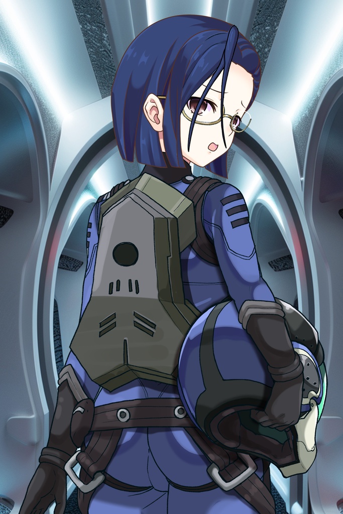カレンちゃん+新見 薫のパイロットスーツ【宇宙戦艦ヤマト2199-2】背面 Back Angle Karen is wearing Kaoru Niimi's Pilot Suit【Space Battleship Yamato 2199-2】