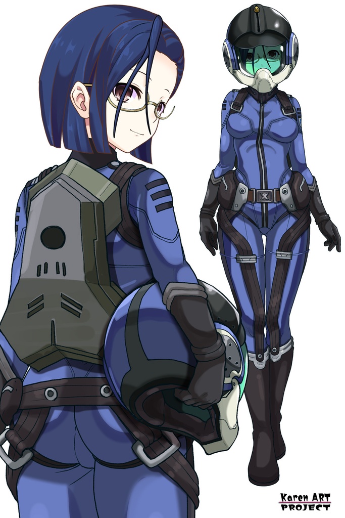 カレンちゃん+新見 薫のパイロットスーツ【宇宙戦艦ヤマト2199-2】背面 Back Angle Karen is wearing Kaoru Niimi's Pilot Suit【Space Battleship Yamato 2199-2】
