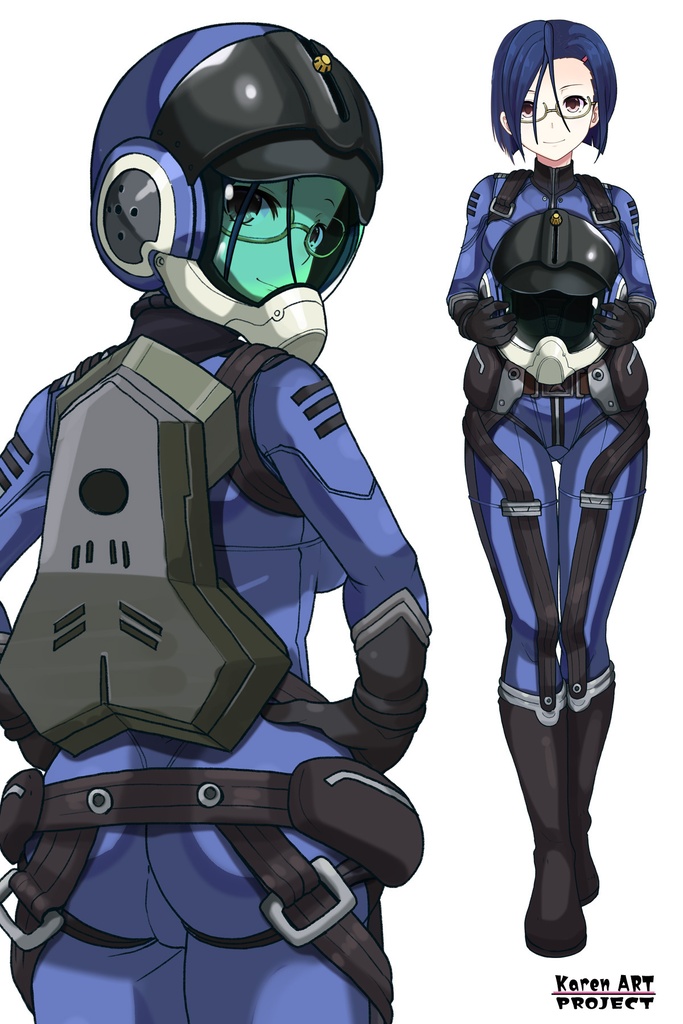 カレンちゃん+新見 薫のパイロットスーツ【宇宙戦艦ヤマト2199-2】背面 Back Angle Karen is wearing Kaoru Niimi's Pilot Suit【Space Battleship Yamato 2199-2】